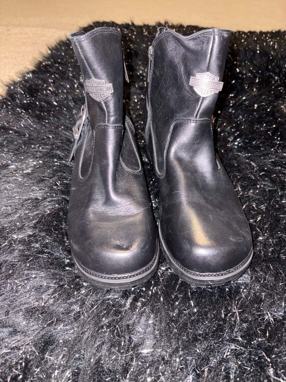 Harley-Davidson Women's Madera Black Leather Ankle Motorcycle Boots D84406